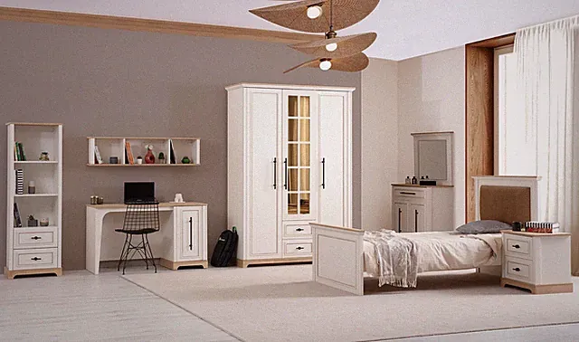 Komplette Schlafzimmer Garnitur Bett Schreibtisch Kleiderschrank