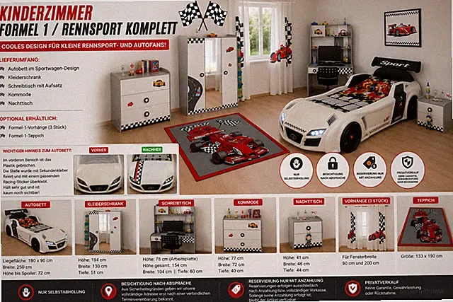 Komplettes Kinderzimmer im Formel-1-/Rennsport-Design