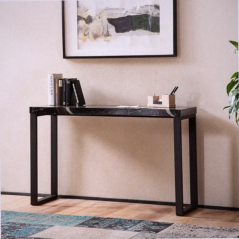 Konsolentisch FineBuy Anrichte 120cm Marmor Optik Flurtisch Schwarz Schreibtisch