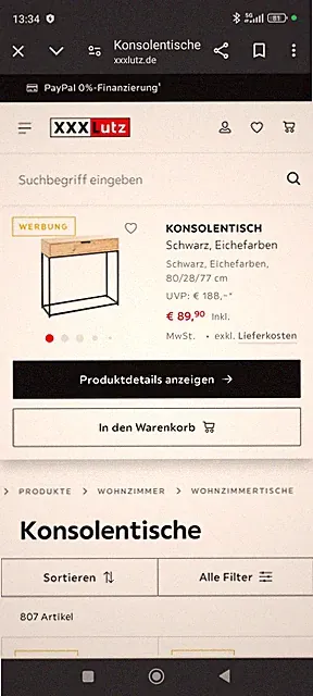 Konsolentisch / Flurtisch/ Ablagetisch