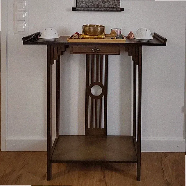 Konsolentisch Flurtisch Schreibtisch Braun Holz mit Schublade in Antik Stil