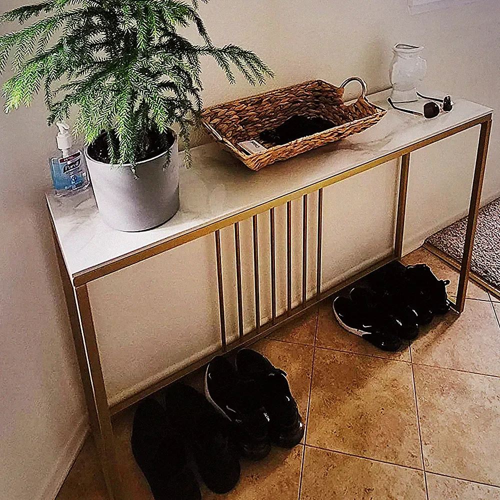 Konsolentisch Weiß Sofa Eingangsbereich Flurmöbel Flurtisch Empfangszimmer Gold