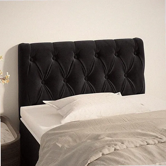 Kopfteil 80x7x78/88 cm Schwarz Höhenverstellbar Samt Lärchen Holz Betthaupt