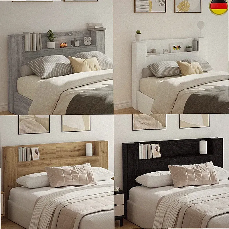 Kopfteilschrank mit LED mit Regal Holzwerkstoff Modernes Schlafzimmer DE