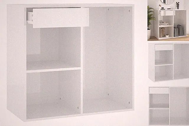 Kosmetikschrank Hochglanz-Weiß 80x40x75 Cm Spanplatte
