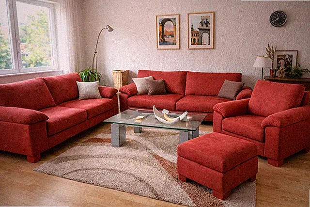 ⭐ KOSTENLOSE LIEFERUNG ‼️‼️ Rotes Sofa-Set
