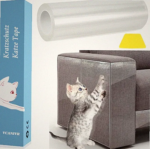 Kratzschutz für Katzen: Transparente Möbelschutzfolie für Sofa, Tür, Wand