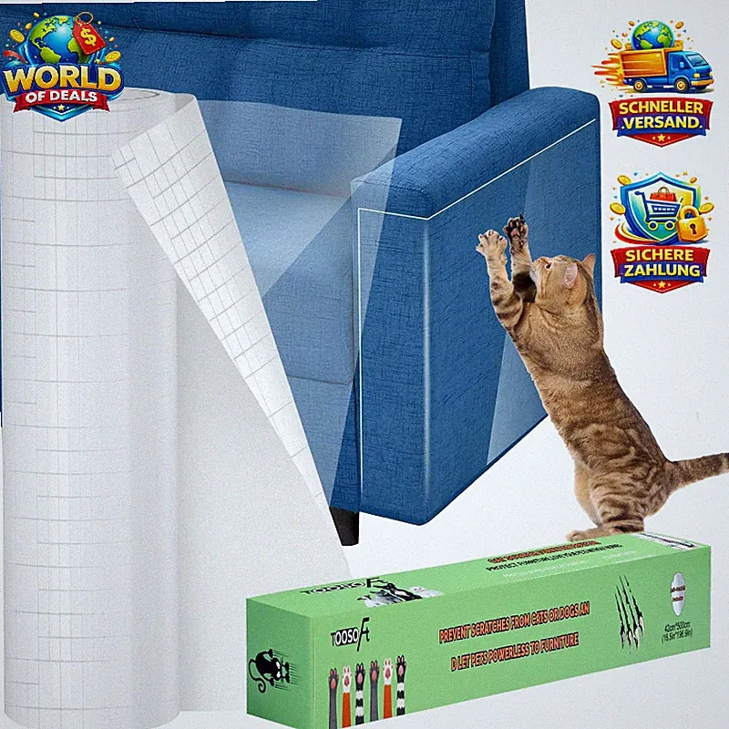 Kratzschutz Tape 5m x 42cm für Sofa Möbel Katzen Selbstklebend