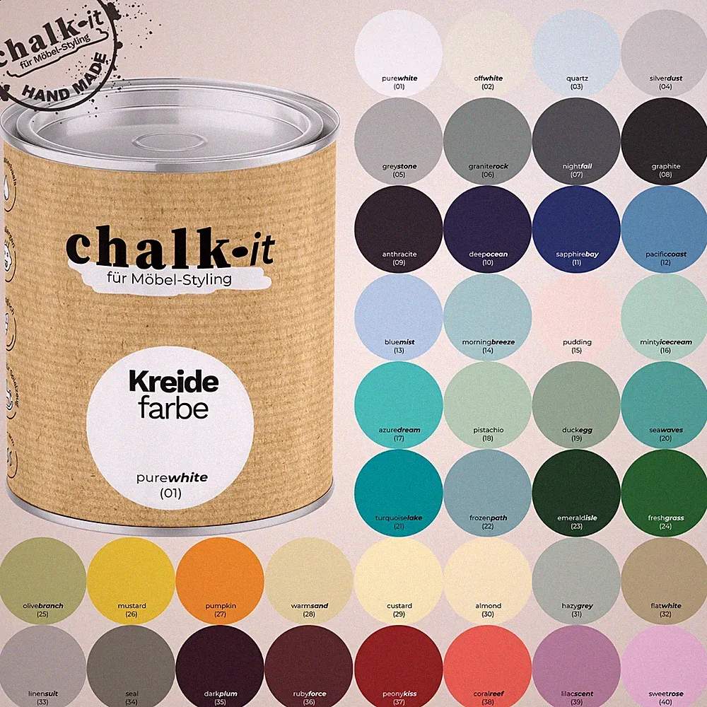 Kreidefarbe Shabby Chic Möbel Holzlack Vintage Natur 40 Farben Auswahl Möbellack
