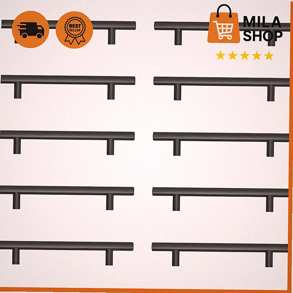 Küchen Schrankgriffe Edelstahl 128 mm 10 Stück Schwarz Pulverbeschichtet Möbel