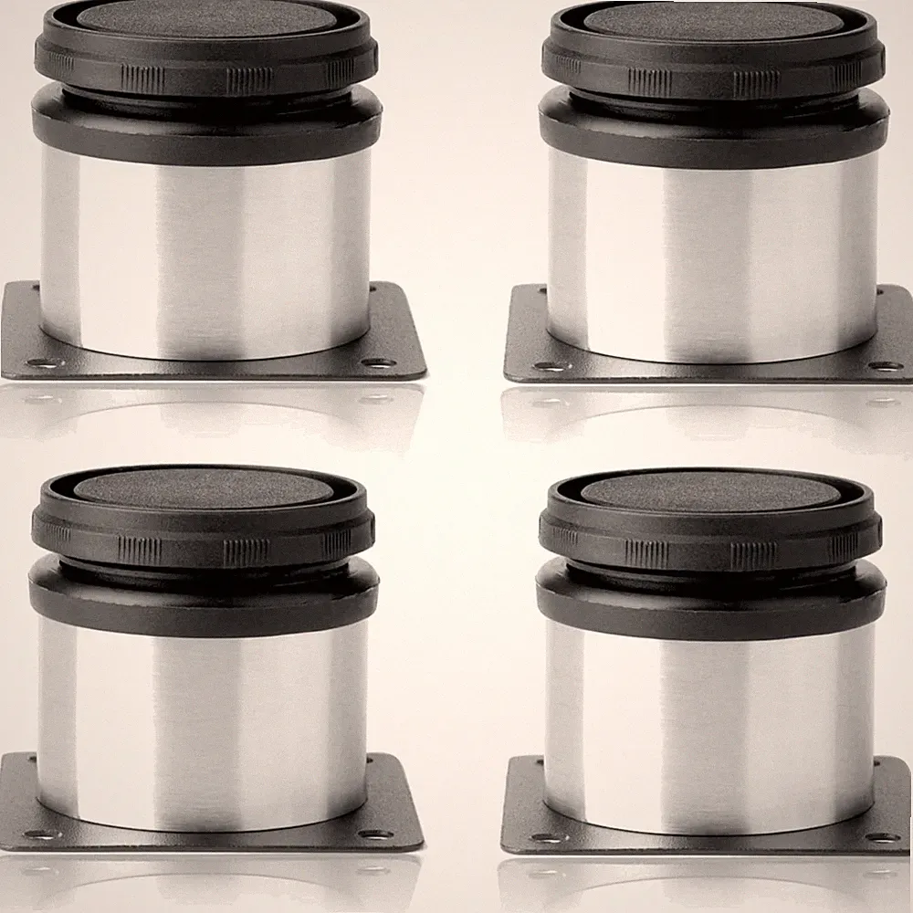 Küchenmöbel Füße Edelstahl verstellbar Schwarz Silber 50x50mm Set4