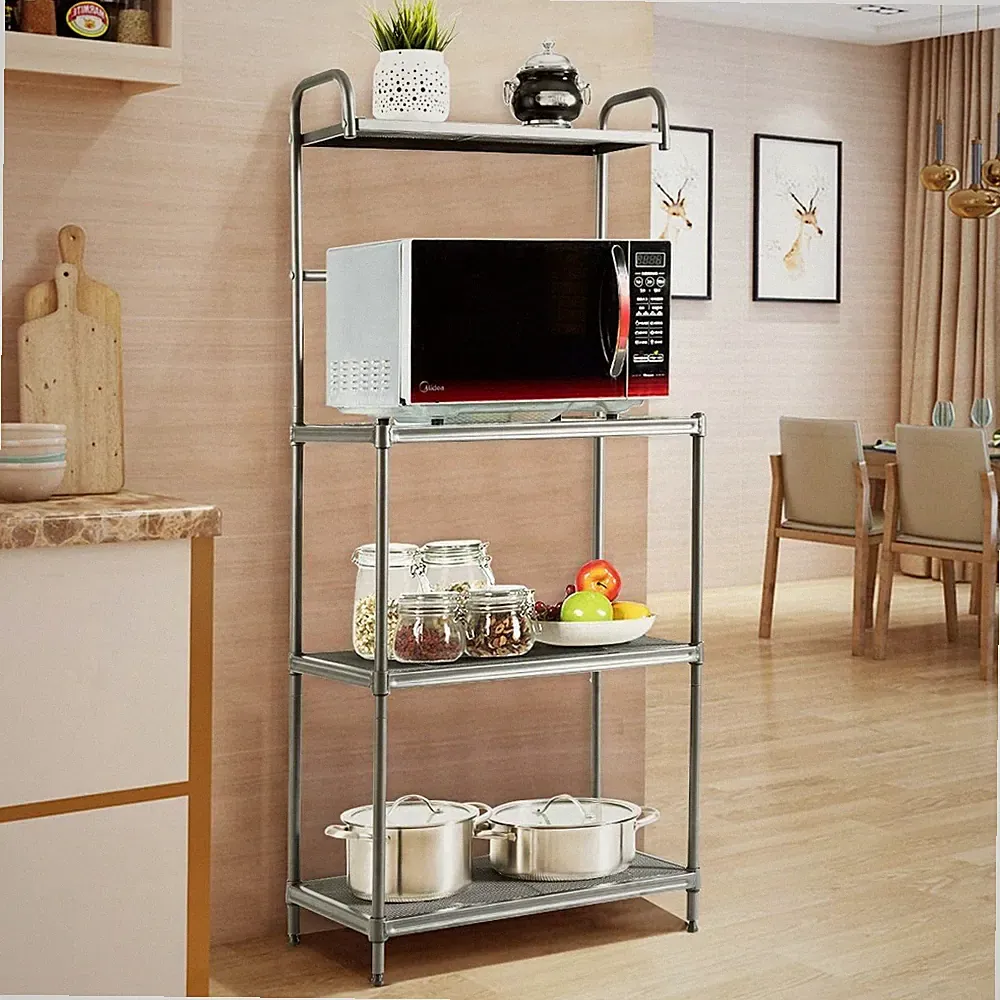Küchenregal 4 stufig für Mikrowelle Mikrowellenregal Standregal 60x34,5x136cm
