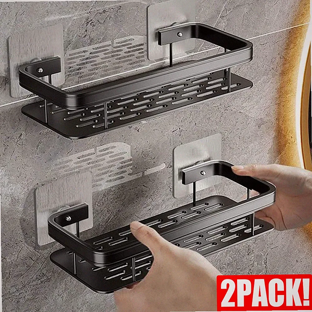 Küchenregal & Badregal, Duschablage ohne Bohren, 2 Stück Badezimmer Regal