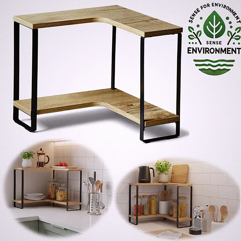 Küchenregal Eckregal Holz 30x30cm stehend Aufbewahrungsregal Gewürzregal Küche