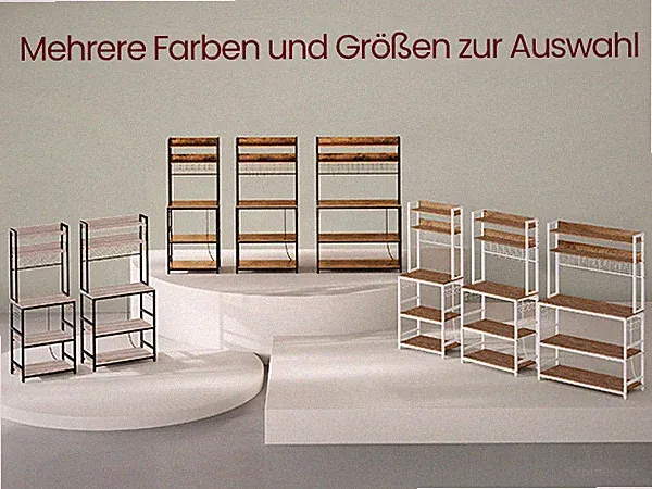 Küchenregal mit Steckdosen, mit Gitterplatte, 14 Haken, 40 x 60/80 /100x 170 cm