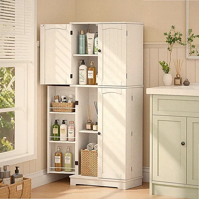 Küchenschrank 4-türiger Höhenverstellbar Regal Mehrzweckschrank & Buffetschrank