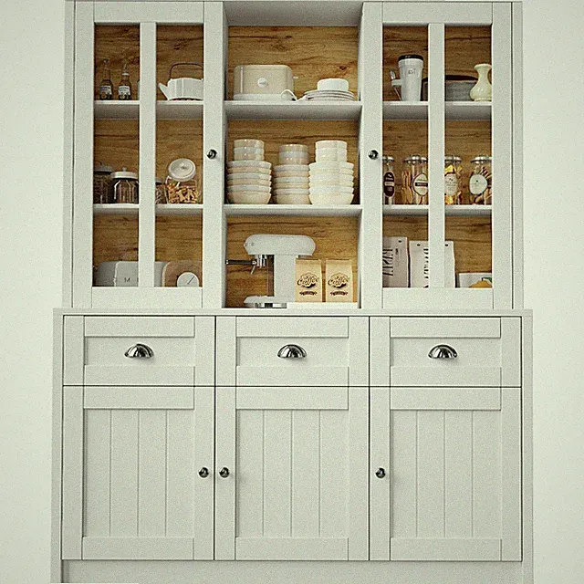 Küchenschrank Hochschrank 140*175cm Buffetschrank Holz Buffet Landhaus Schrank