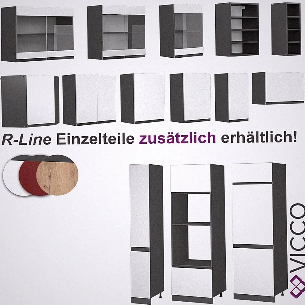 Küchenschrank Küchenmöbel R-Line J-Shape Anthrazit modern Vicco
