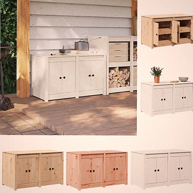 Küchenschrank mit Regal mit Speicher mit Tür Massivholz Kiefer Indoor- vidaXL
