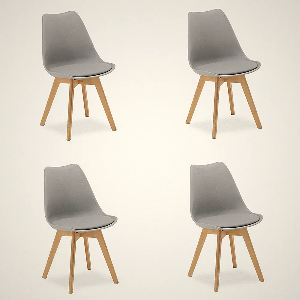 Küchenstühle 4er Set Holz Stuhl Kunststoff Grau 4 Esszimmerstühle Homestyle4u