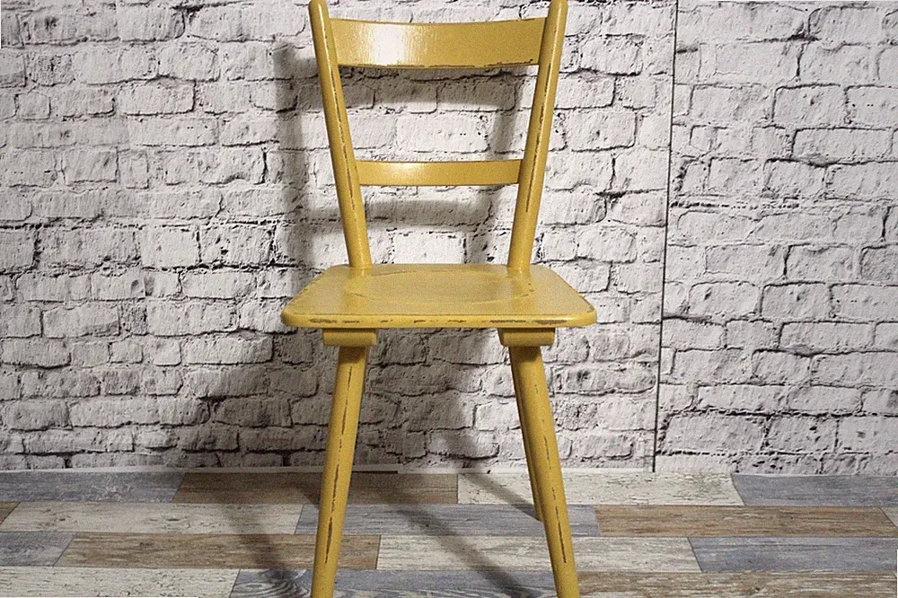 Küchenstuhl Wirtshausstuhl Stuhl ocker gelb 60er Vintage Shabby Chic Möbel