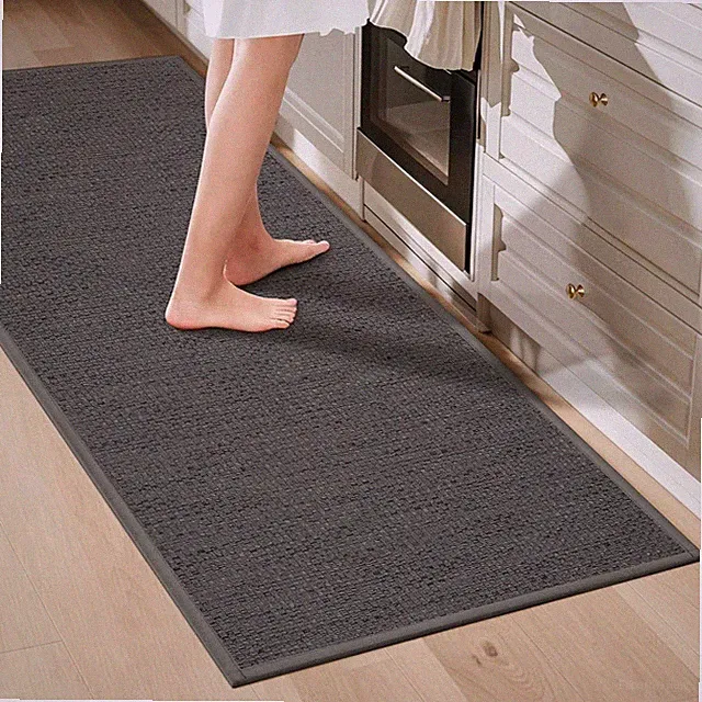 Küchenteppich rutschfest Waschbar 60x150cm Polyester Flur Läufer Grau