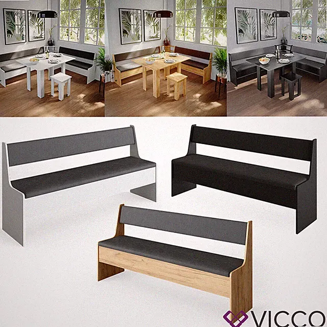 Küchentisch Esstisch Esszimmertisch Roman Schwarz modern Eckbankgruppe Vicco