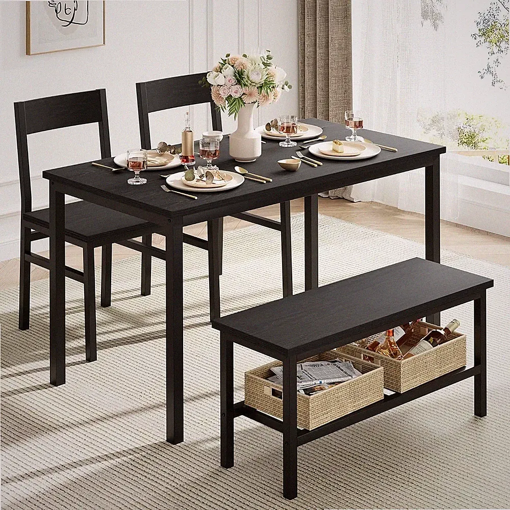 Küchentisch Set 4-teilig Modern Esstisch mit 2 Stühlen 1 Bank Esszimmer Küche