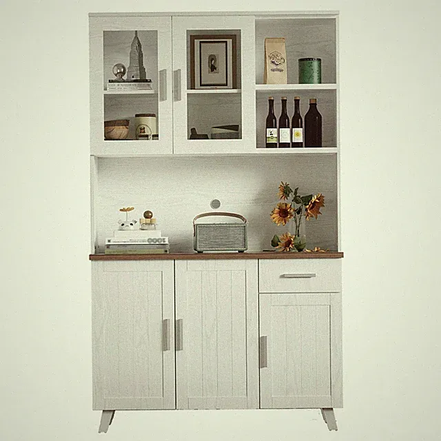 Küchenvitrine Shabby Vitrine Weiss Vitrinenschrank Aktenschrank Anrichte 190cm