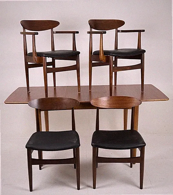 Kultiger ausziehbarer Esstisch Jentique Mid Century Teak & 4 Stühle