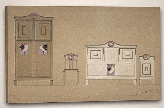 Kunstdruck Georges de Feure - Möbel Designs: Kleiderschrank, Stuhl, Büro und Wa