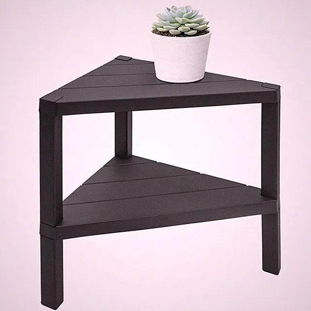Kunststoff Beistelltisch anthrazit dreieckig - 46x45 cm - Couch Tisch Deko Regal