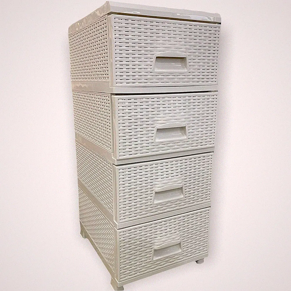 Kunststoff Kommode mit Schubladen mit 4 Schubladen Rattanoptik Strickoptik