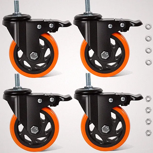Kunststoff Rolle,möbelrolle,Schwerlastrollen,Transportrollen,100mm,orange,550kg