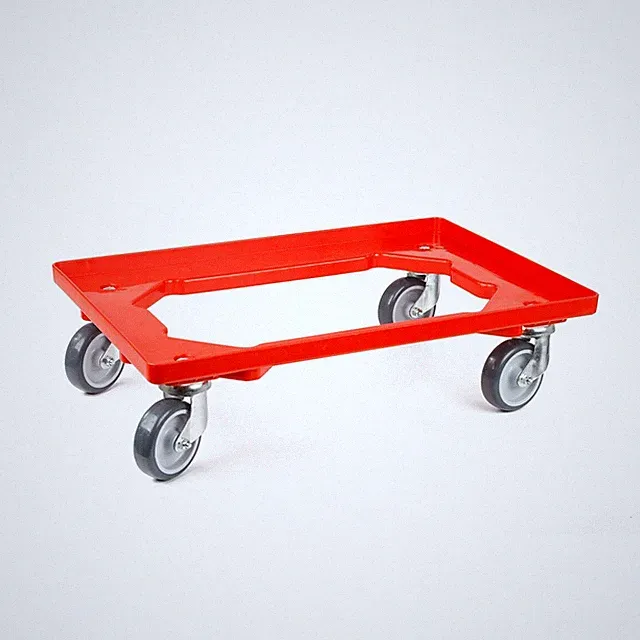 Kunststoff Transportroller Rot 61x41cm Rollbrett Möbelroller Euroboxen Rollwagen