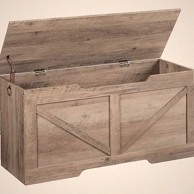 Kunststoff-Truhenbank Sitzbank mit Stauraum 100cm Spielzeugbox Holz