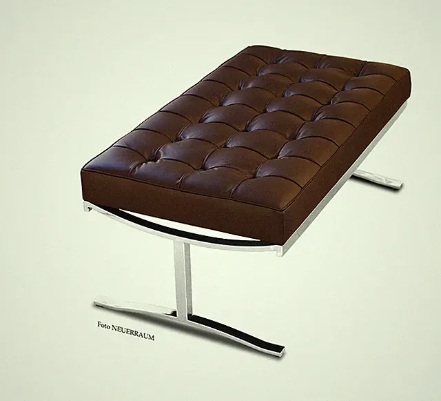 Kurze schicke Bauhaus Leder Sitzbank Edelstahl & Echt Leder 5 Leder Farben mögl.