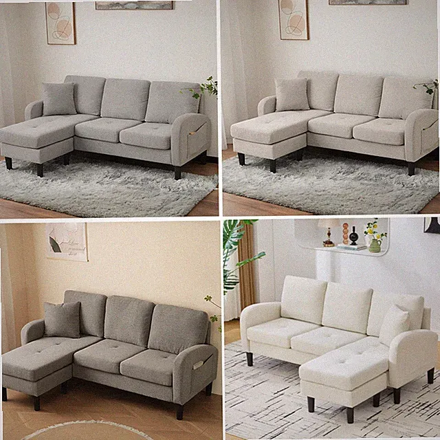 L-förm Ecksofa mit Chaiselongue 3-Sitzer Sofa Couch Modulares 166x118x77 cm