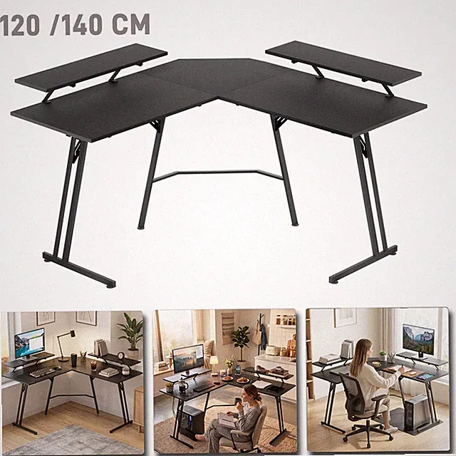 L-förmiger Gaming Tisch Schreibtisch 120/140cm Computertisch Eckschreibtisch