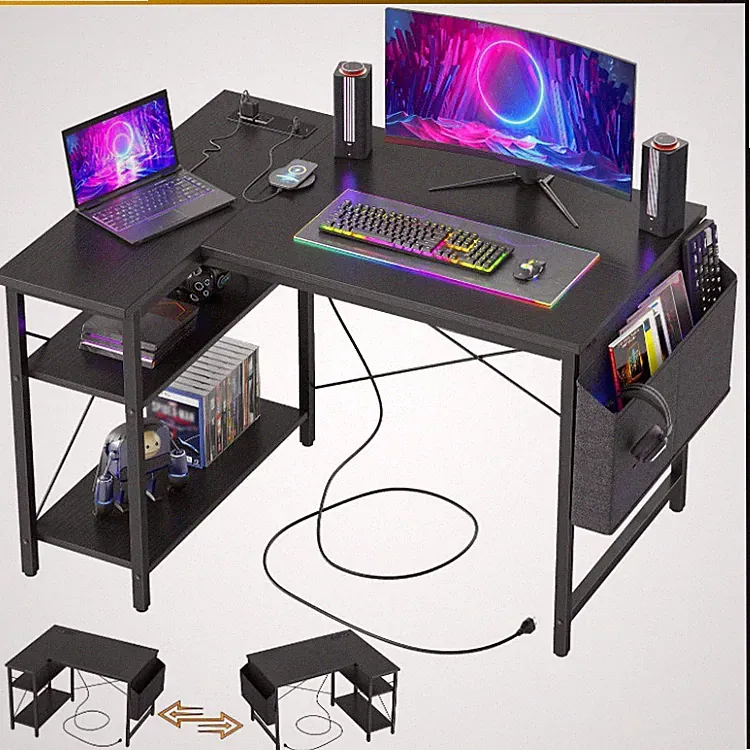 L-förmiger Schreibtisch 100x70 cm Schwarz – Flexibler Computertisch für Zuhause