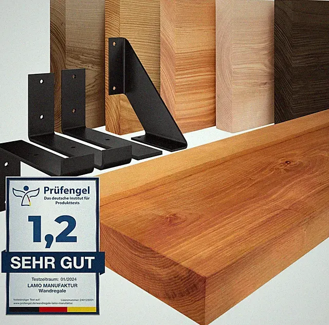 LAMO® Regalbrett Wandregal Massivholz Baumkante Holzregal Wandboard Holzplatte