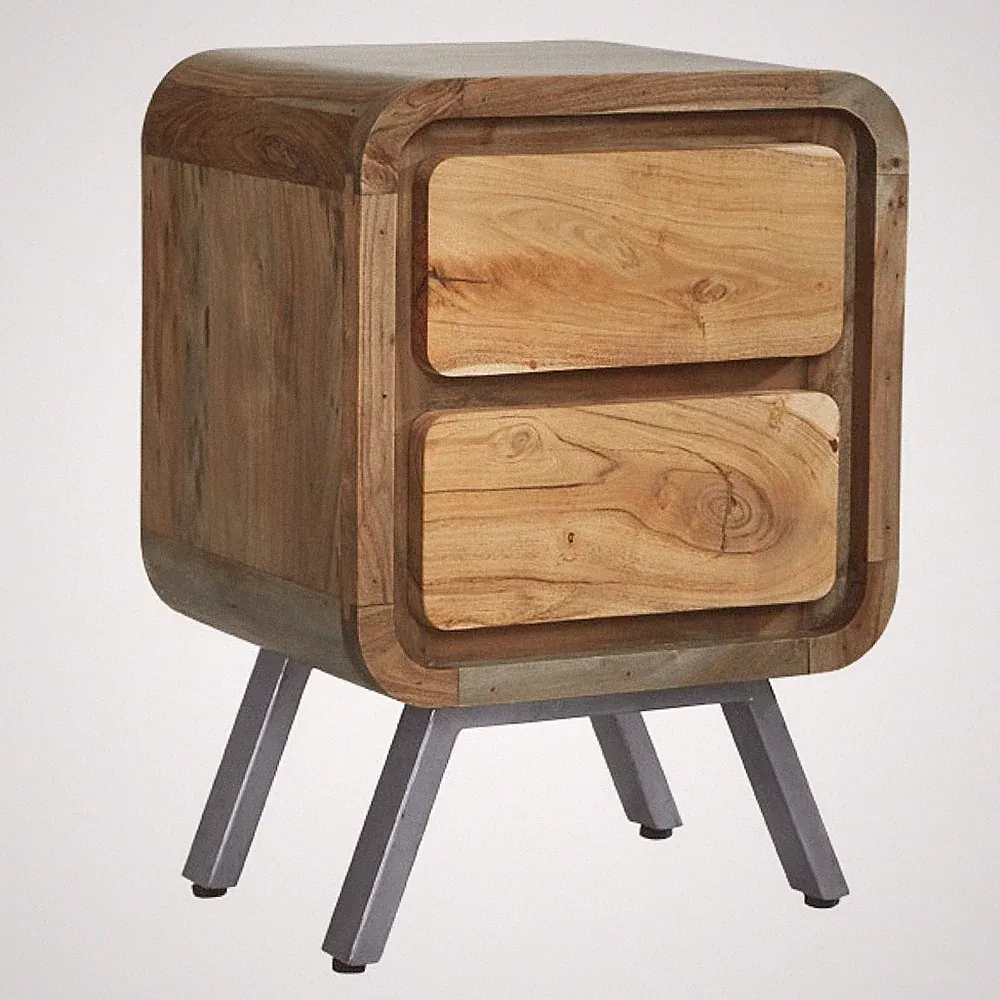Lampentisch braun Massivholz 60x45x40cm Espe 2 Schubladen komplett montiert RetroStil