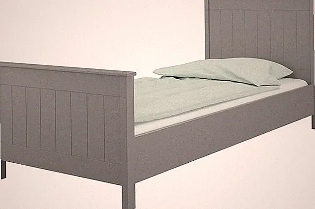 Landhaus Einzelbett Tromsø 90x200cm grau lackiert Bett Jugendbett Gästebett MDF