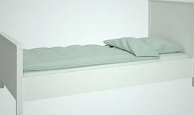 Landhaus Einzelbett Tromsø 90x200cm weiß lackiert Bett Jugendbett Gästebett MDF