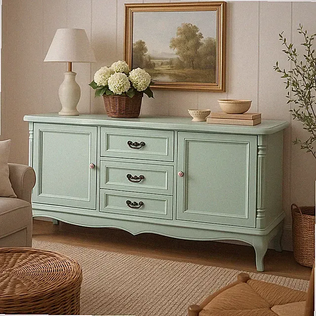 Landhaus Kommode Sideboard Waschtischunterschrank TV Lowboard mintgrün