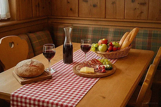 Landhaus Tischläufer 30 x 220 cm rot-weiß kariert 100% Baumwolle