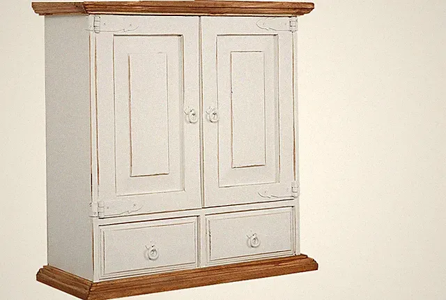 Landhausstil Hängeschrank Schrank MEXICO weiß honigfarbig, Massivholzmöbel Pinie