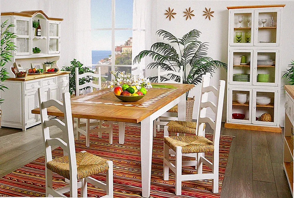 Landhausstil Vitrine MEXICO weiß natur, Pinie Massivholz Möbel, Shabby Chic