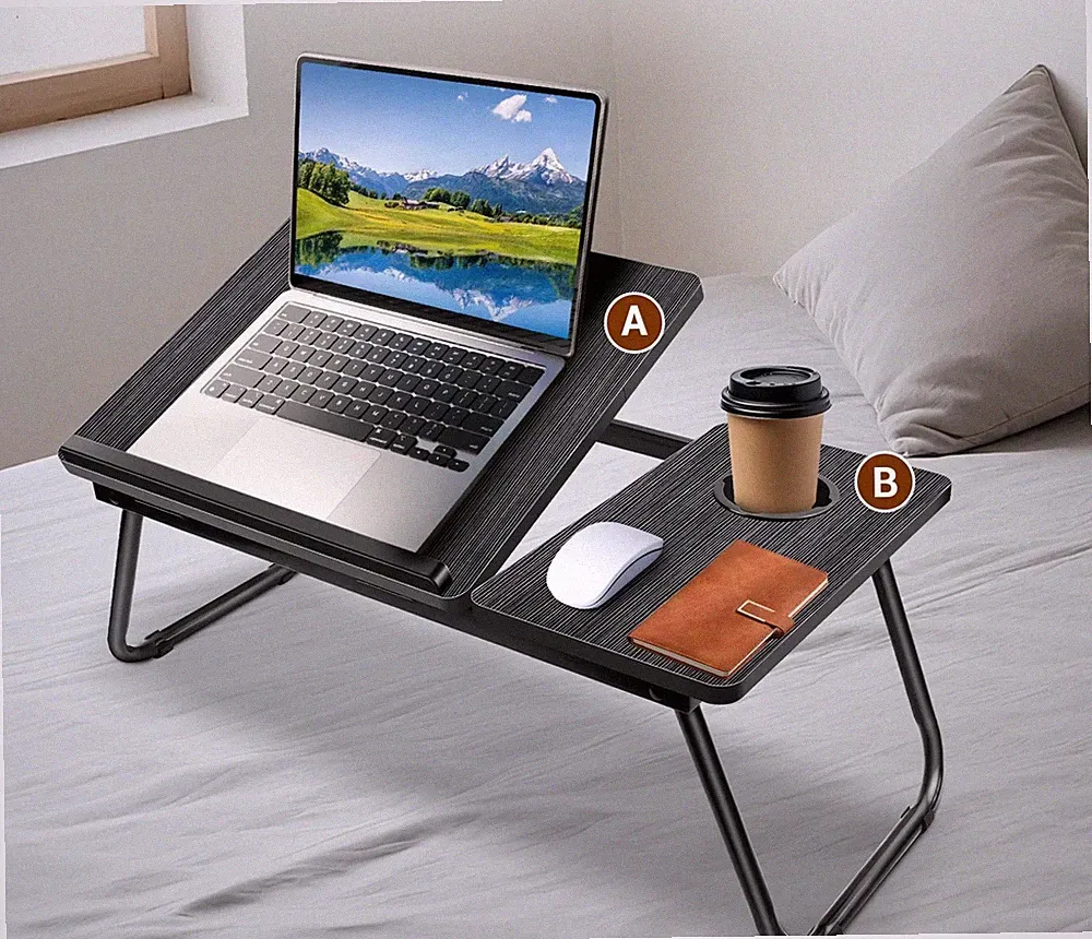 Laptop Bett Tisch Computer Notebook Schreibtisch Ständer mit klappbaren Beinen & Tassenfach