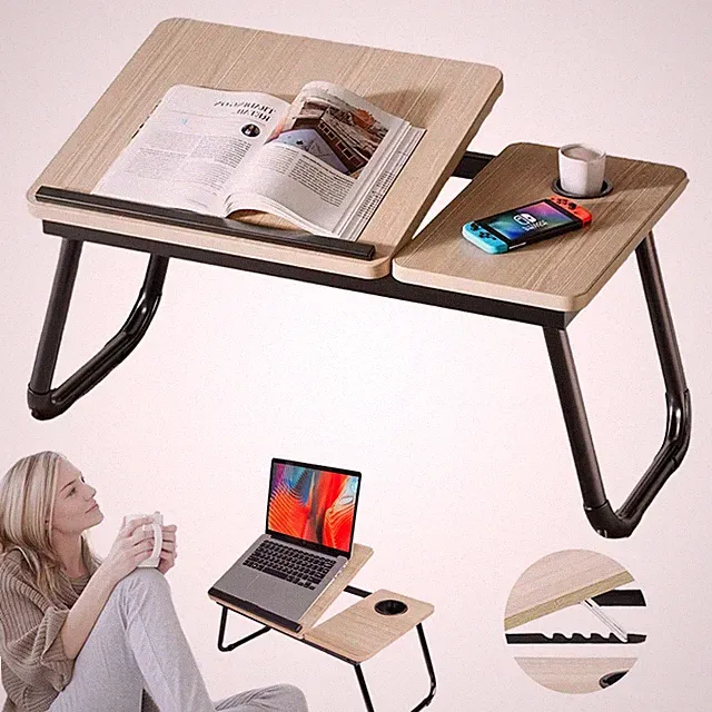 Laptop Betttisch für Homeoffice Studium Sofa Boden verstellbar Ahornoptik
